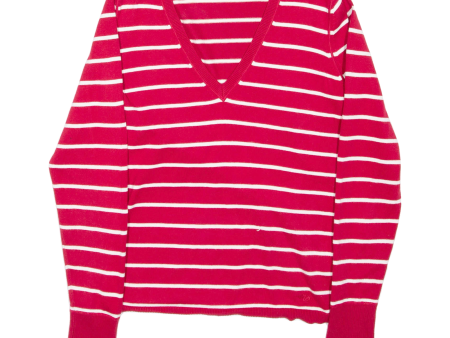 ESPRIT Womens Patterned Jumper Red Striped V-Neck Tight Knit S Online