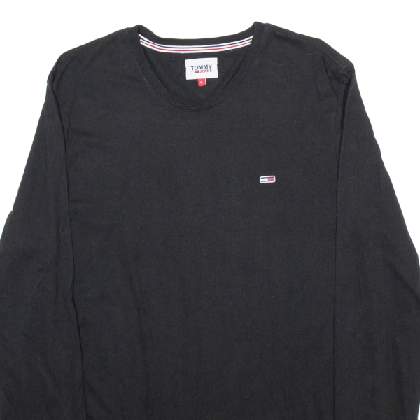 TOMMY HILFIGER Mens T-Shirt Black Long Sleeve XL Online now