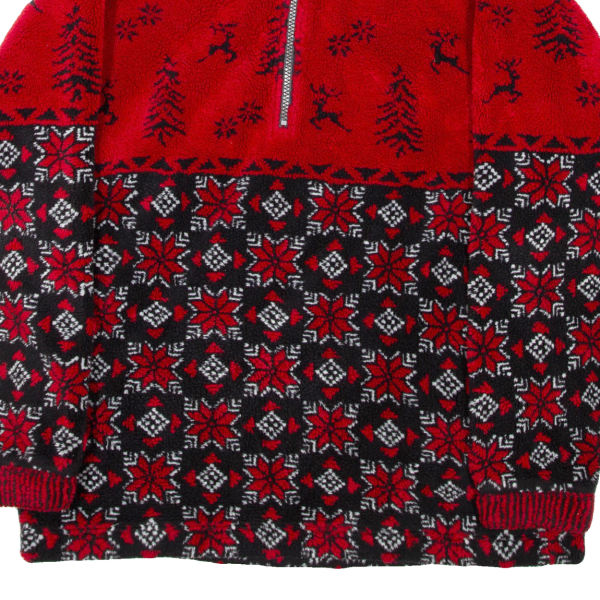 TSUNAMI Mens Patterned Fleece Red Fair Isle 1 2 Zip XS For Discount