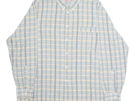 BARBADOS Mens Shirt Grey Check Long Sleeve XL on Sale