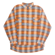 FRONT SIDE Mens Flannel Shirt Orange Check Long Sleeve 2XL For Discount