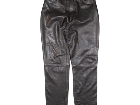 Womens Leather Trousers Black Regular Tapered W30 L30 For Cheap