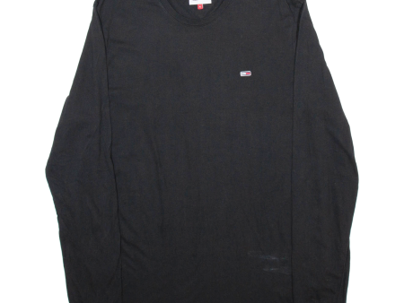 TOMMY HILFIGER Mens T-Shirt Black Long Sleeve XL Online now