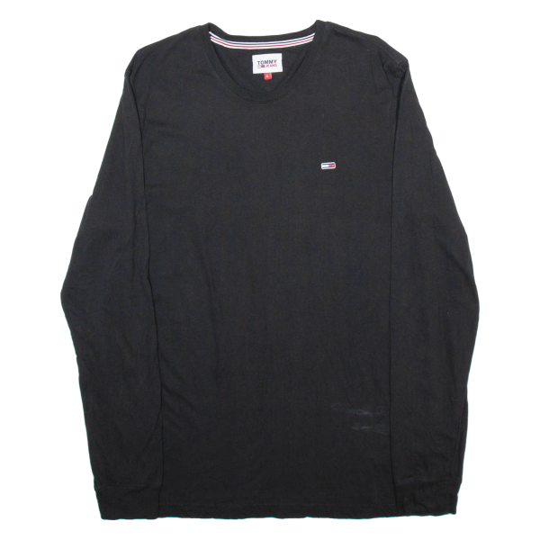 TOMMY HILFIGER Mens T-Shirt Black Long Sleeve XL Online now