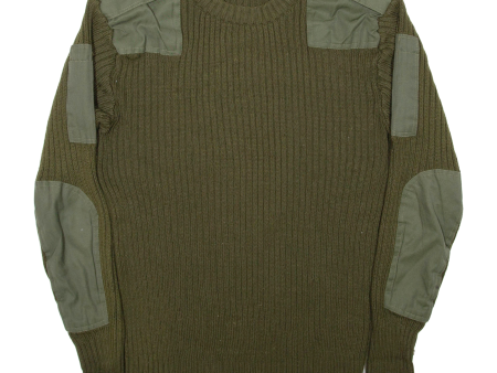 NASSAU Mens Jumper Green Crew Neck Chunky Knit M Sale