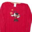 DISNEY Minnie Mouse Womens Jumper Red Crew Neck Cable Knit L Online Sale