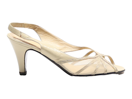 SOULIERS EVELINS Slingback Heels Cream Leather Womens UK 5 Online