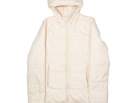 ADIDAS ORIGINALS Womens Puffer Jacket Cream Hooded UK 12 Cheap