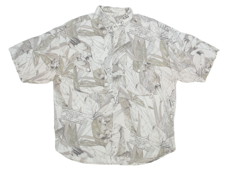 BAUMWOLLE Mens Shirt Green Floral 2XL Online now