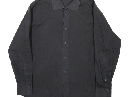 BEN SHERMAN Mens Plain Shirt Black Long Sleeve L Discount