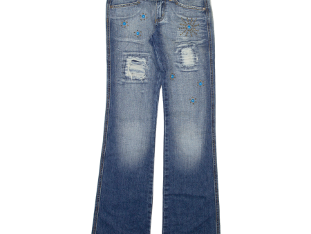 CHIC LADY Womens Jeans Blue Slim Bootcut Acid Wash W28 L34 Sale