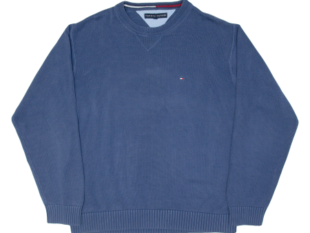 TOMMY HILFIGER Mens Jumper Blue Tight Knit XL Online