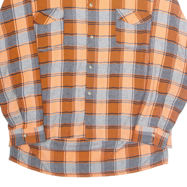 FRONT SIDE Mens Flannel Shirt Orange Check Long Sleeve 2XL For Discount