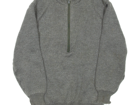 Military Mens Jumper Grey 1 2 Zip Chunky Knit Wool S Online Sale