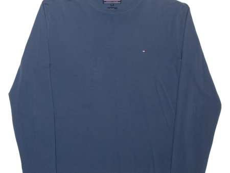 TOMMY HILFIGER Slim Fit Mens T-Shirt Blue Long Sleeve XL Sale