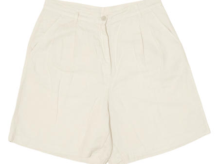 Vintage OUTRAGE Pleated Womens Casual Shorts Cream Regular 90s M W32 Hot on Sale