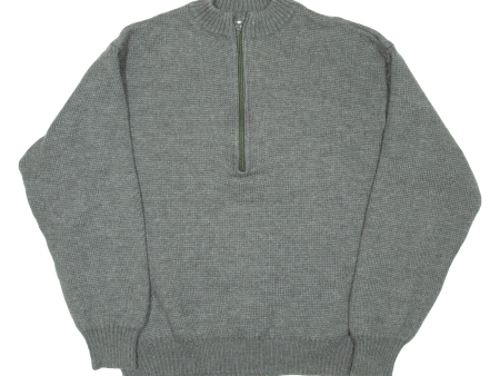 Military Mens Jumper Grey 1 2 Zip Chunky Knit Wool 3XL Supply