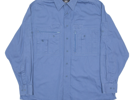 WALBUSCH Outdoors Mens Plain Shirt Blue Long Sleeve XL Sale