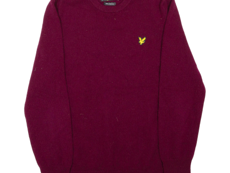 LYLE & SCOTT Mens Jumper Maroon Crew Neck Tight Knit Wool M Discount