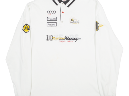 AROSA 76 Curves Racing Audi Mens Polo Shirt White Crazy Pattern Long Sleeve L For Discount