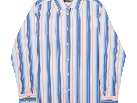 BEN SHERMAN Mens Shirt Blue Striped Long Sleeve L For Cheap