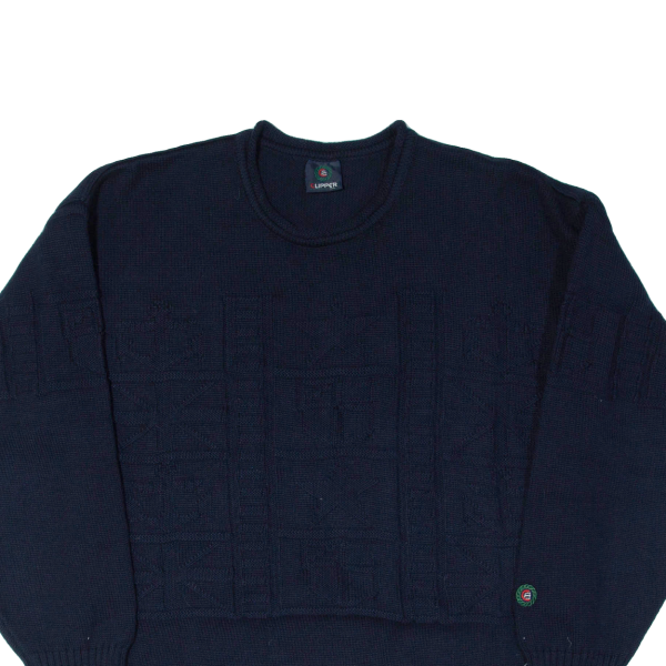 CLIPPER Navy Mens Jumper Blue 90s Tight Knit L Online now