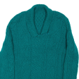 Womens Heavy Knit Jumper Green Collared Cable Knit S Online