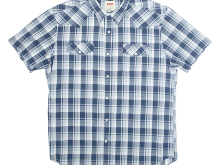 LEVI S Mens Shirt Blue Check 2XL Sale