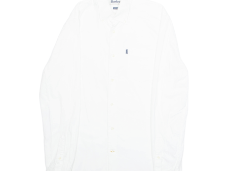 BARBOUR Tailored Fit Mens Plain Shirt White Long Sleeve S Discount