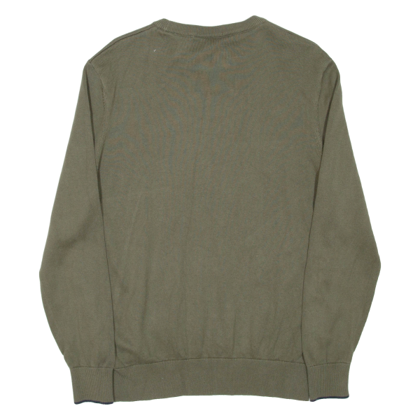 TIMBERLAND Mens Jumper Green Crew Neck Tight Knit M on Sale