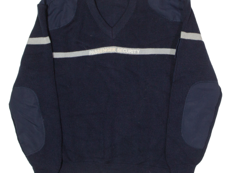 LA FALAISE Passenger Security Mens Heavy Knit Jumper Blue Striped Wool XL Online