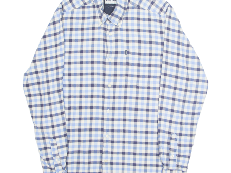 BARBOUR Tailored Fit Mens Flannel Shirt Blue Plaid Long Sleeve M Online