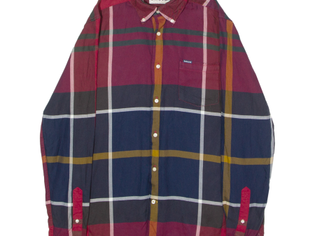 BARBOUR Tailored Fit Mens Shirt Red Plaid Long Sleeve S Sale