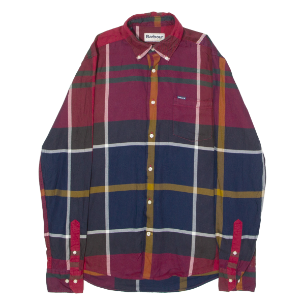 BARBOUR Tailored Fit Mens Shirt Red Plaid Long Sleeve S Sale