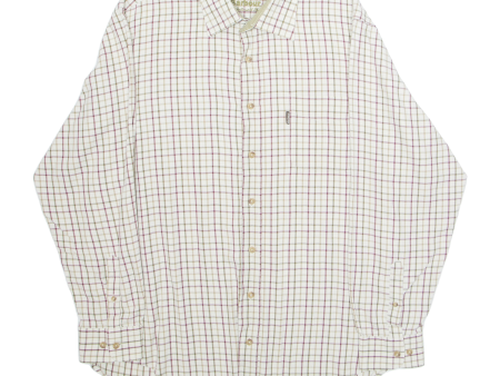 BARBOUR Mens Shirt Cream Check Long Sleeve XL Cheap