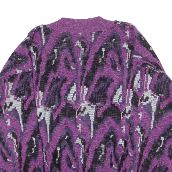 ACRY-WOLLE Womens Patterned Jumper Purple Crazy Pattern 80s UK 18 For Sale