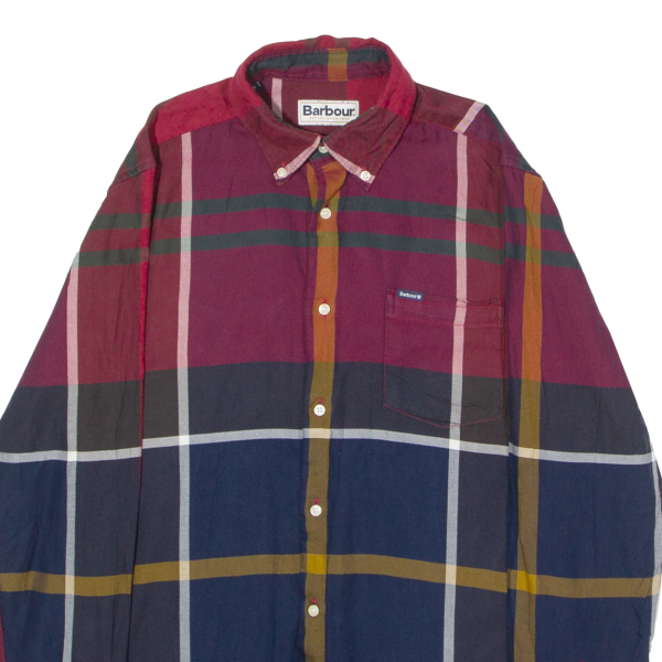 BARBOUR Tailored Fit Mens Shirt Red Plaid Long Sleeve S Sale