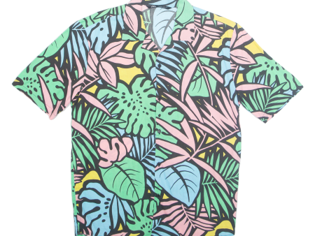 ZARA Mens Hawaiian Shirt Green Floral S Online Hot Sale