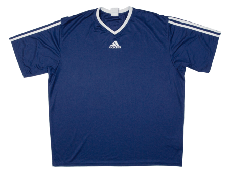 ADIDAS Mens T-Shirt Blue Short Sleeve V-Neck XL Cheap