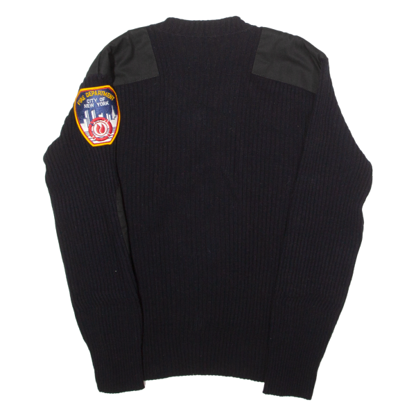 Fire Department Of New York Mens Jumper Black V-Neck Tight Knit M Discount