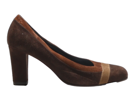 VALLEVERDE Court Heels Brown Leather Womens UK 2 Supply