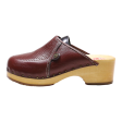 BERKEMANN Clog Shoes Maroon Leather Womens UK 4 For Cheap