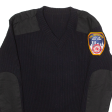 Fire Department Of New York Mens Jumper Black V-Neck Tight Knit M Discount