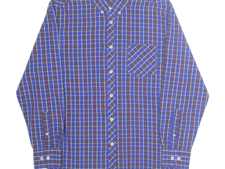 BEN SHERMAN Mens Shirt Blue Plaid Long Sleeve XL For Cheap