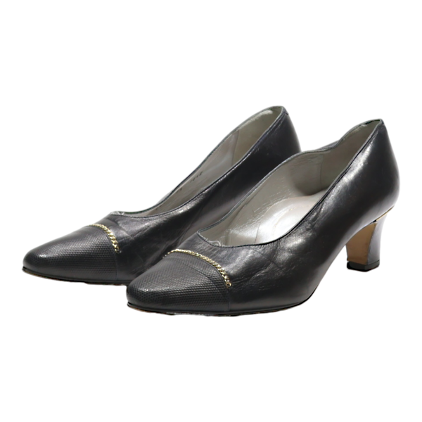 ALEXANDRIA Court Heels Black Leather Womens UK 3.5 Online