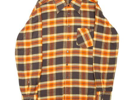 WOLLEN KELLER Mens Shirt Orange Check Long Sleeve M Online Sale