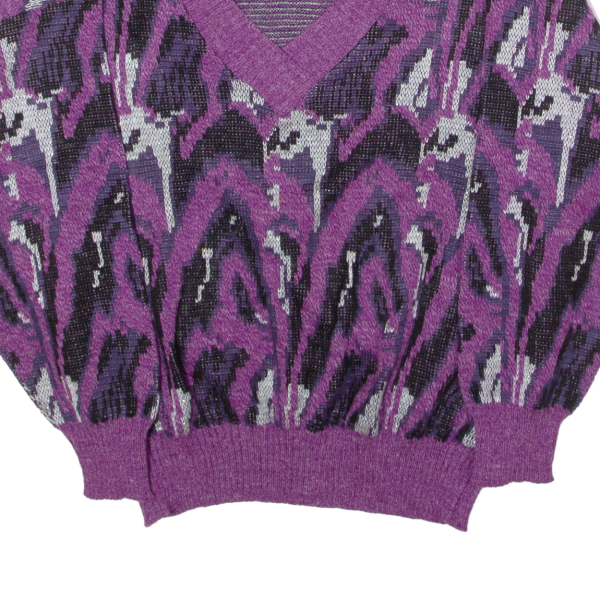 ACRY-WOLLE Womens Patterned Jumper Purple Crazy Pattern 80s UK 18 For Sale