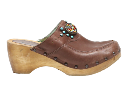 BRONX Clog Shoes Brown Leather Womens UK 4 on Sale