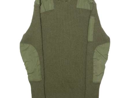 VERCRUYSSE-DEUTHOIT Belgian Military Mens Heavy Knit Jumper Green Wool S Online Hot Sale