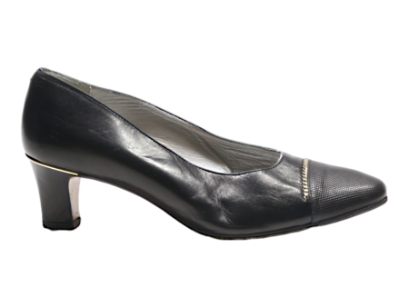 ALEXANDRIA Court Heels Black Leather Womens UK 3.5 Online